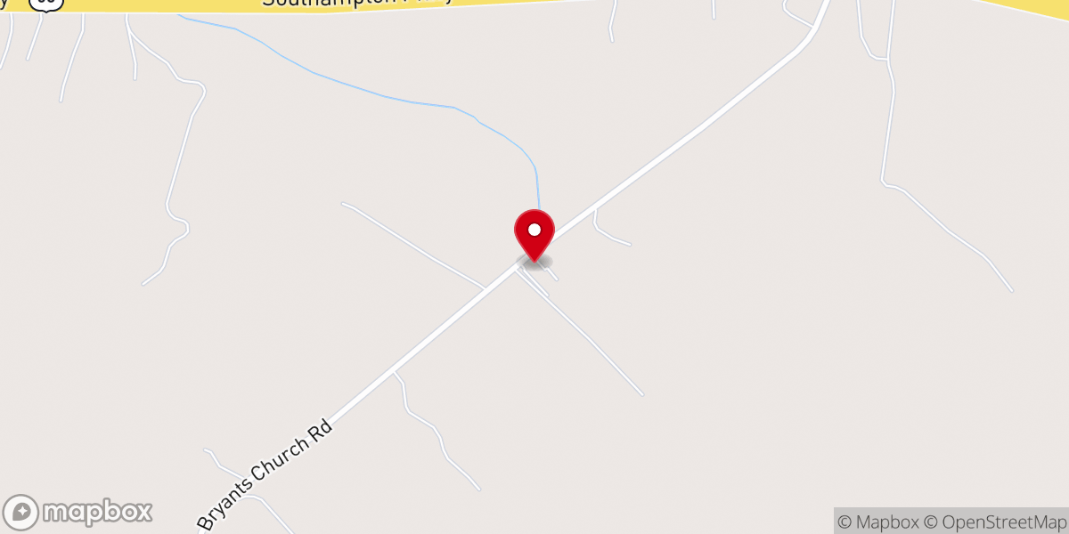 Map showing location of Bryant Baptist Church
