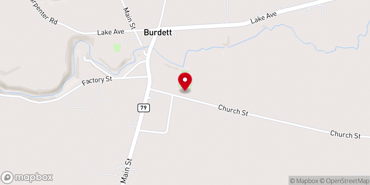 Map showing location of Burdett Presbyterian Church
