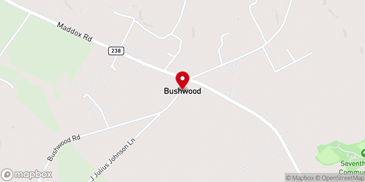 Map showing location of Bushwood