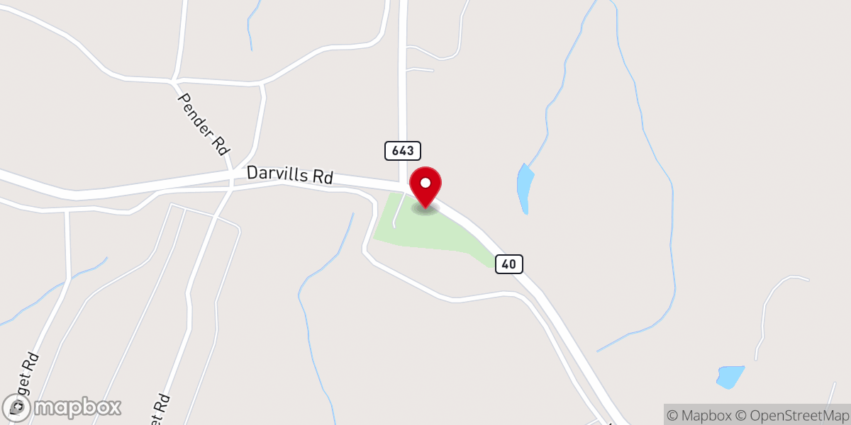 Map showing location of Butterwood United Methodist Church