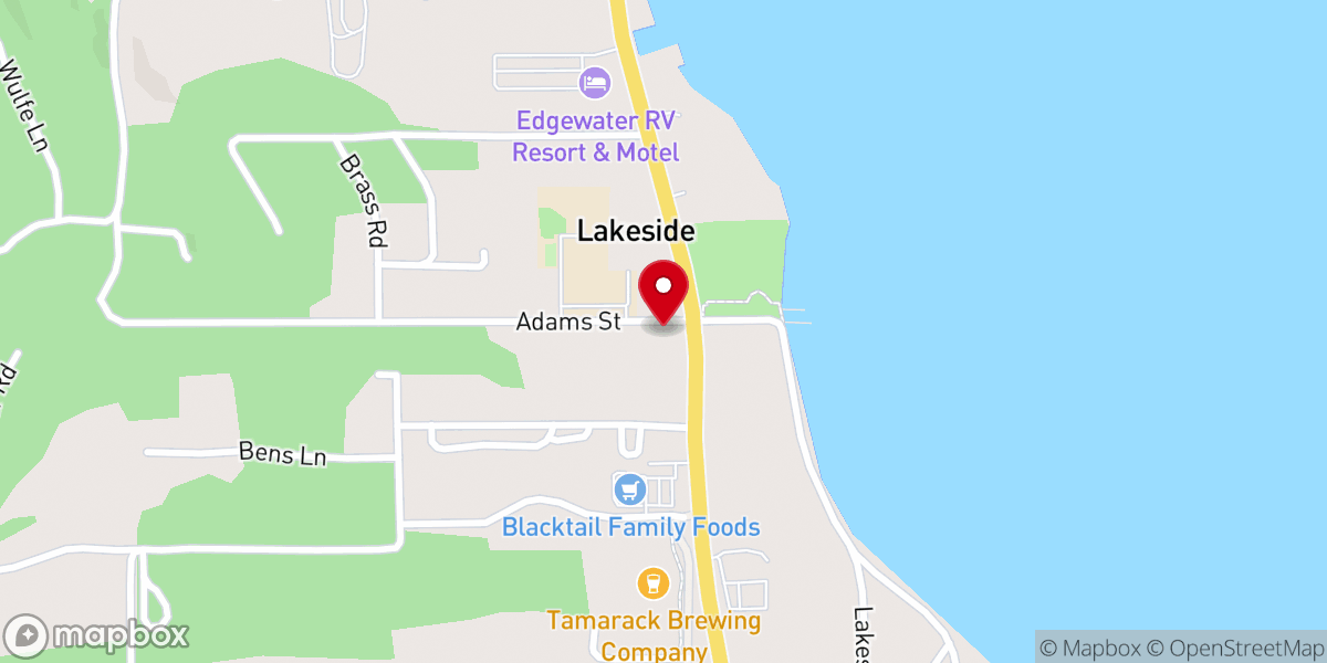 Map showing location of Lakeside Community Chapel