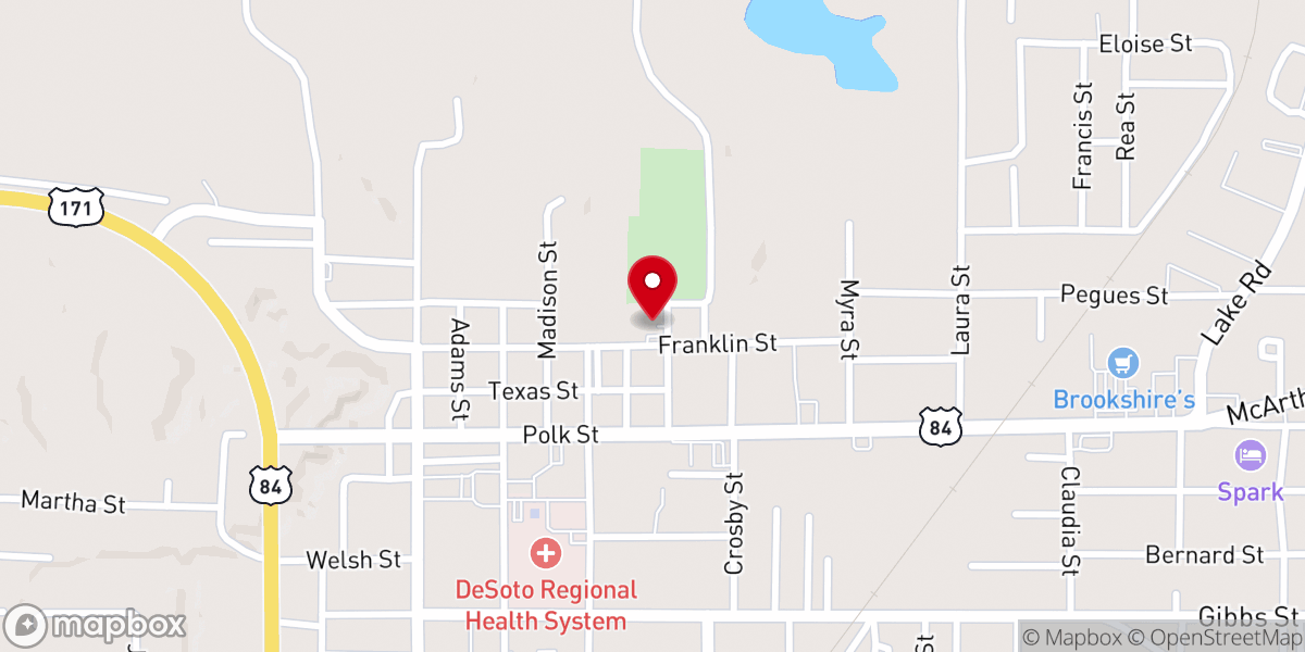 Map showing location of Louisiana Office of Motor Vehicles