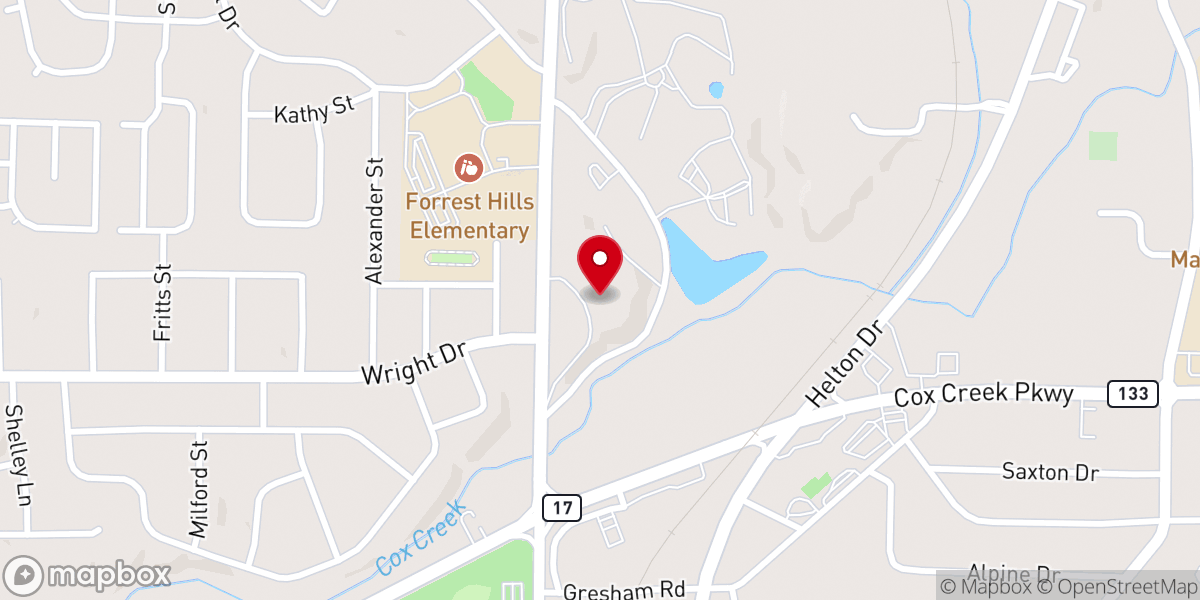 Map showing location of Forest Hills Presbyterian Church