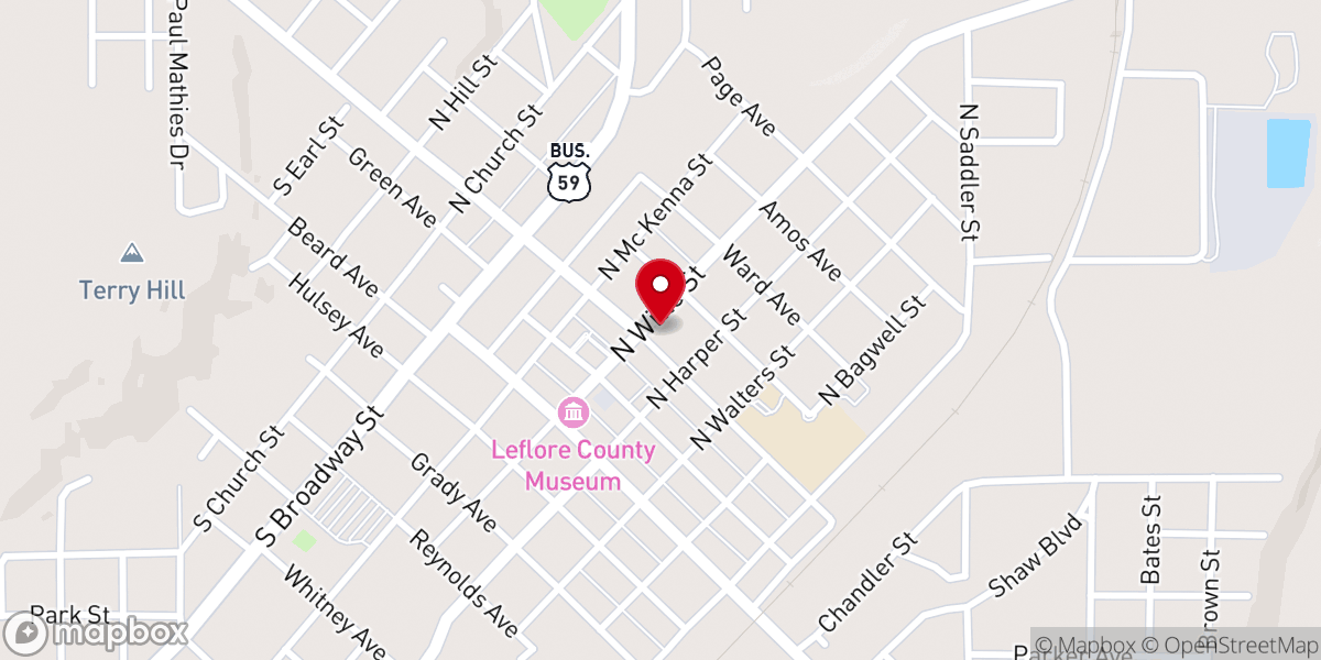 Map showing location of First Baptist Church
