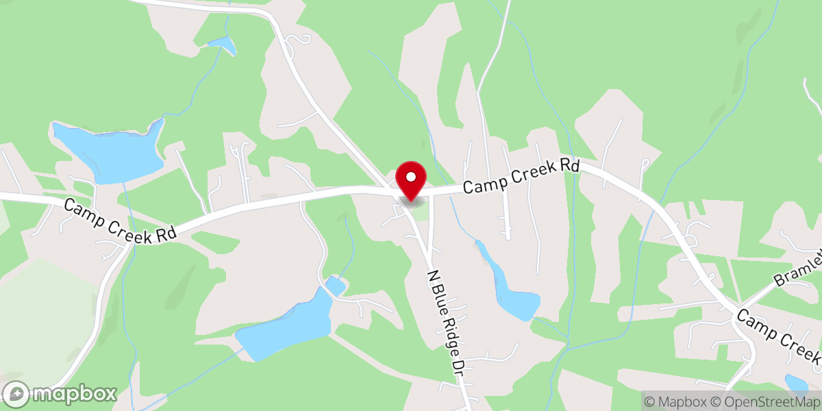 Map showing location of Camp Creek Baptist Church