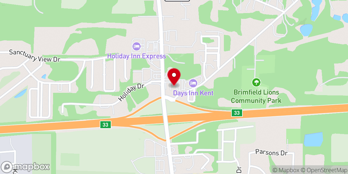 Map showing location of Hampton Inn Kent/Akron Area