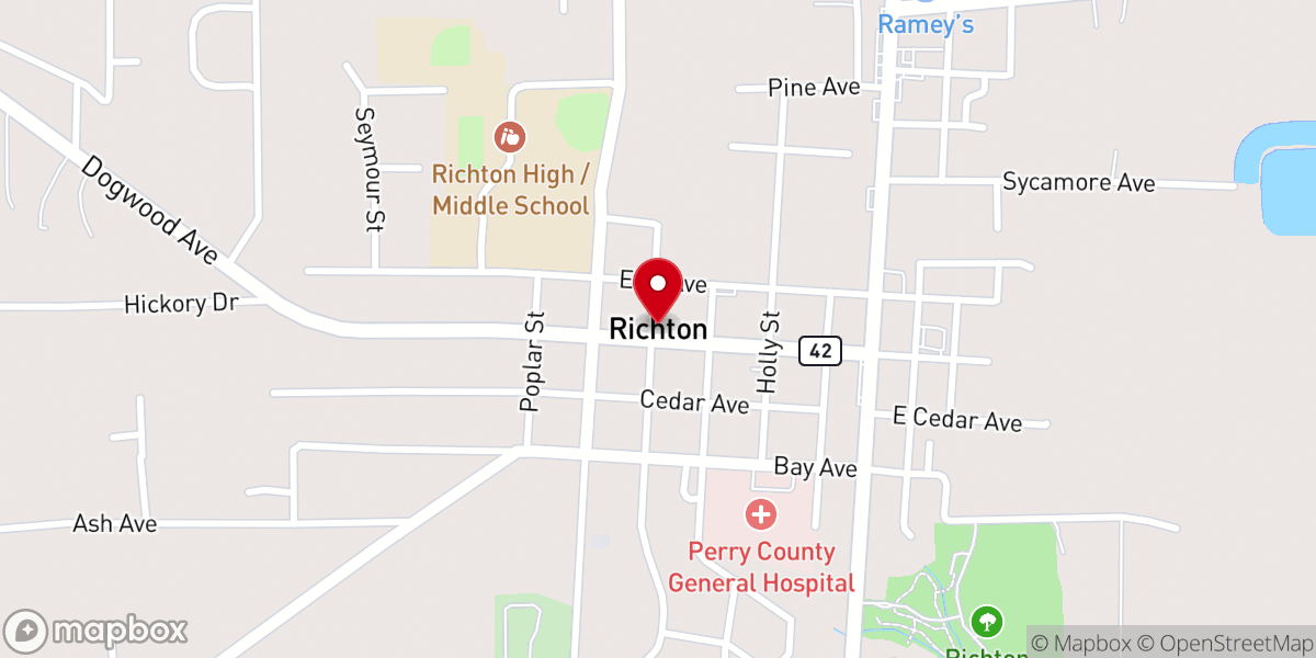 Map showing location of Good Hope Baptist Church , Richton MS