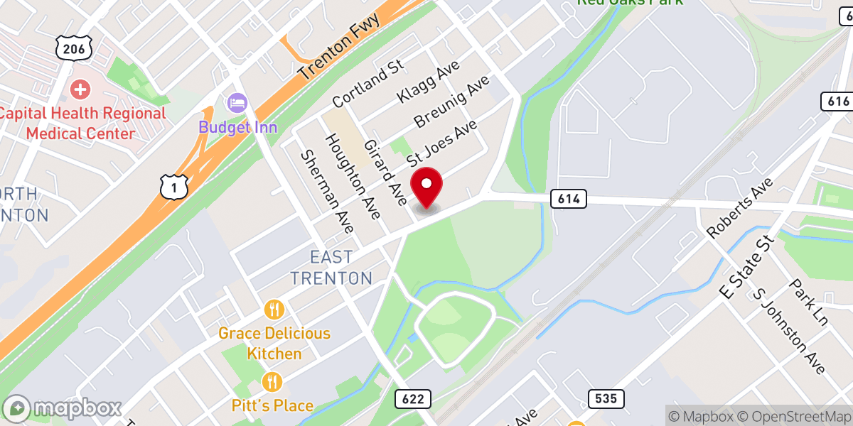 Map showing location of Emanuel Tabernacle Church