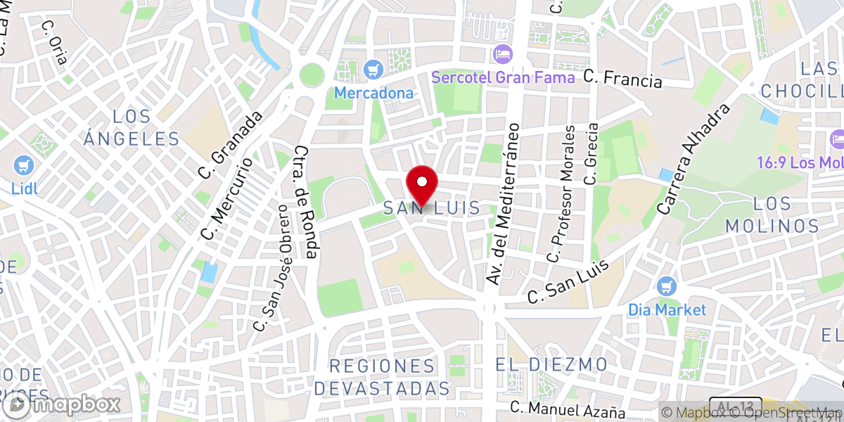 Map showing location of Salón del Reino de los Testigos Cristianos de Jehová