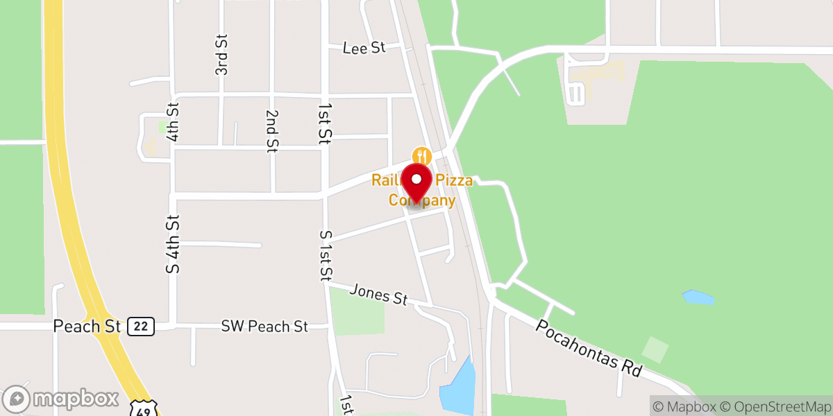 Map showing location of Flora Methodist Church