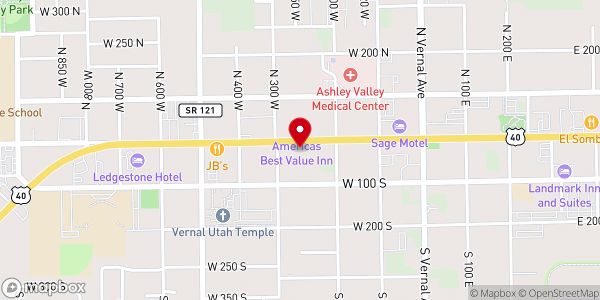 Map showing location of Vernal Seventh-day Adventist Church