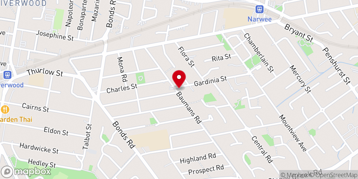 Map showing location of Narwee Baptist Church