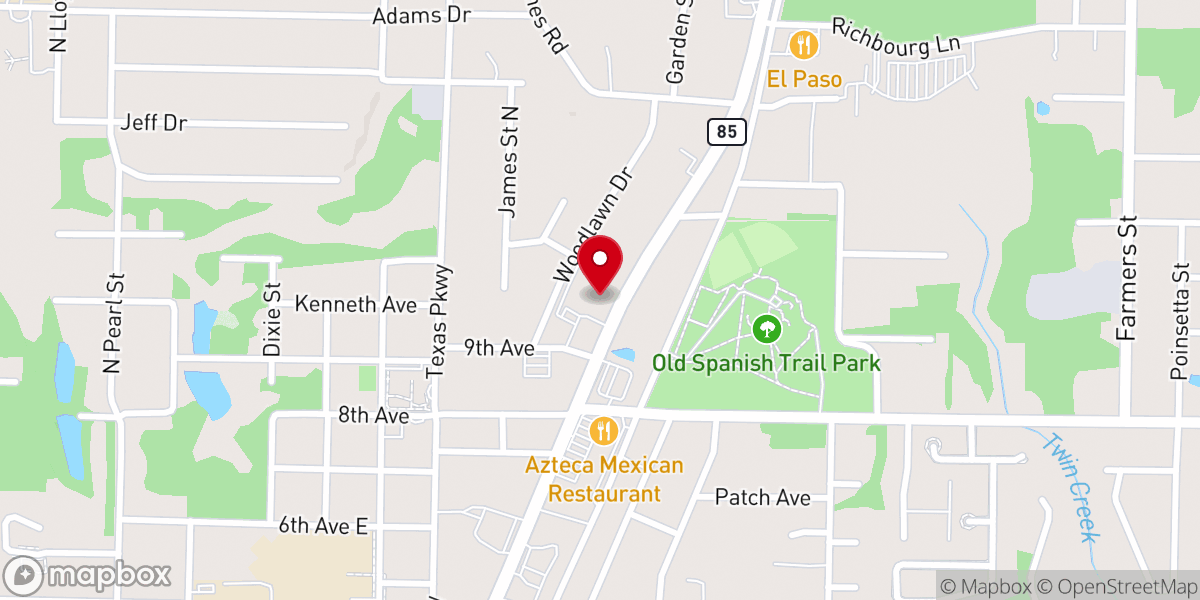 Map showing location of Woodlawn Baptist Church