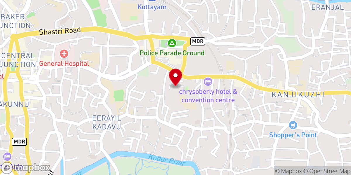 Map showing location of Lourdes Forane Church, Kottayam