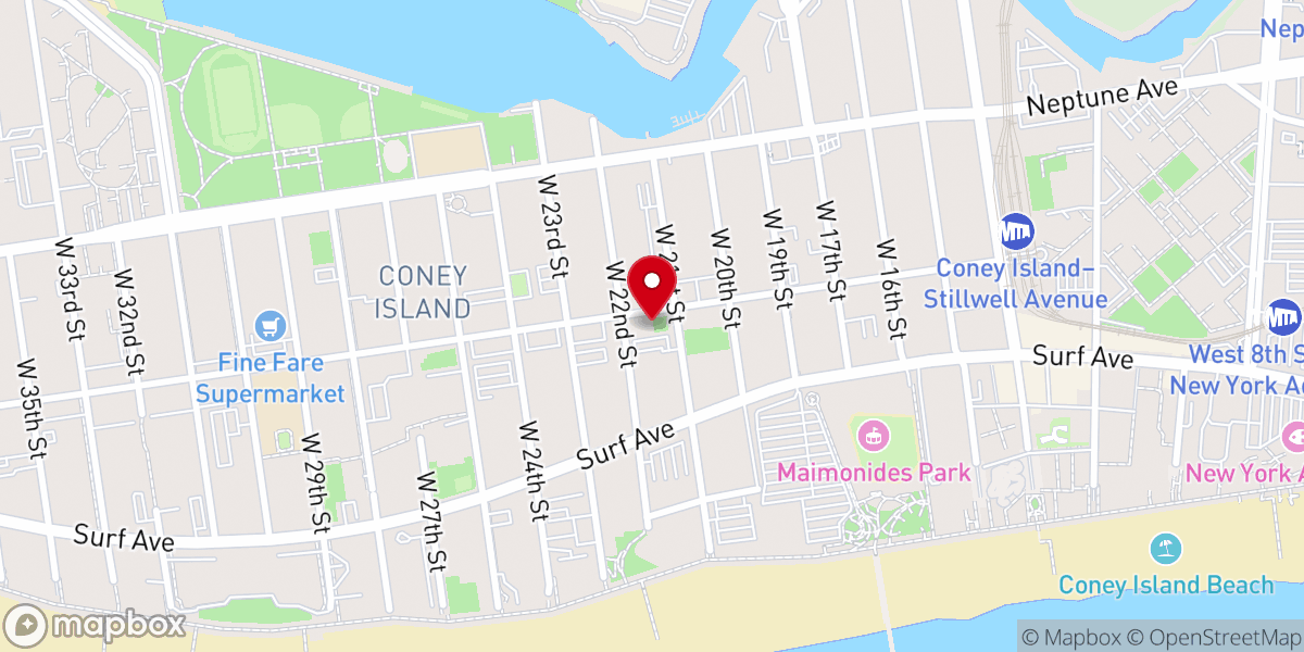 Map showing location of Coney Island Lighthouse Mission