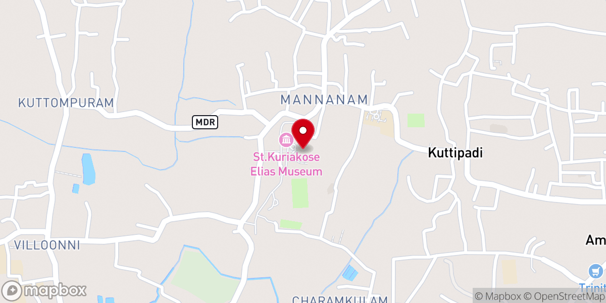 Map showing location of St. Joseph's Monastery Church, Mannanam