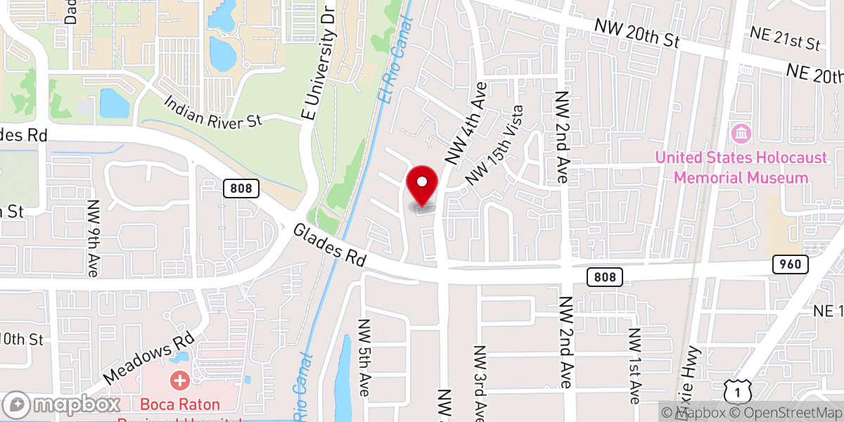 Map showing location of Boca Raton Spanish SDA Church