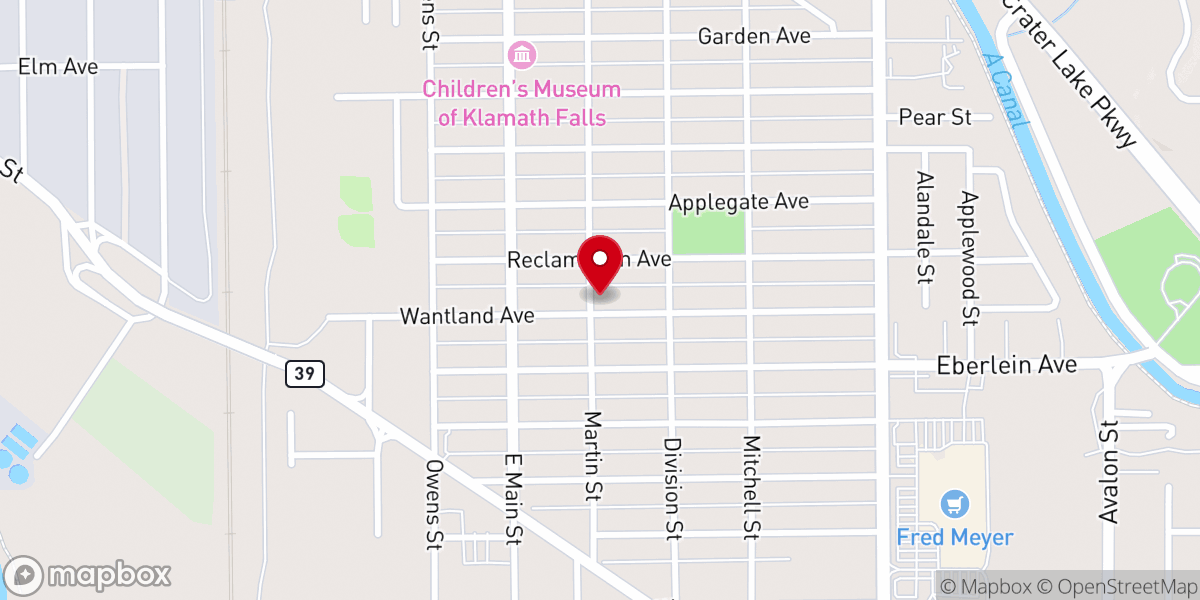 Map showing location of Klamath Falls Church of Christ
