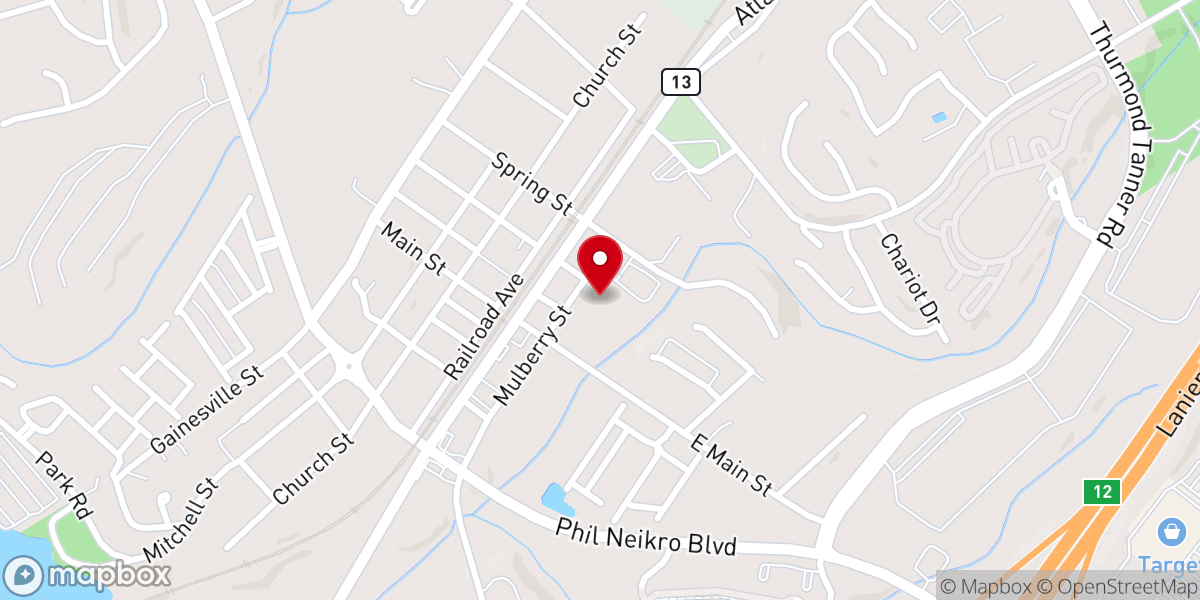 Map showing location of Flowery Branch Church of God