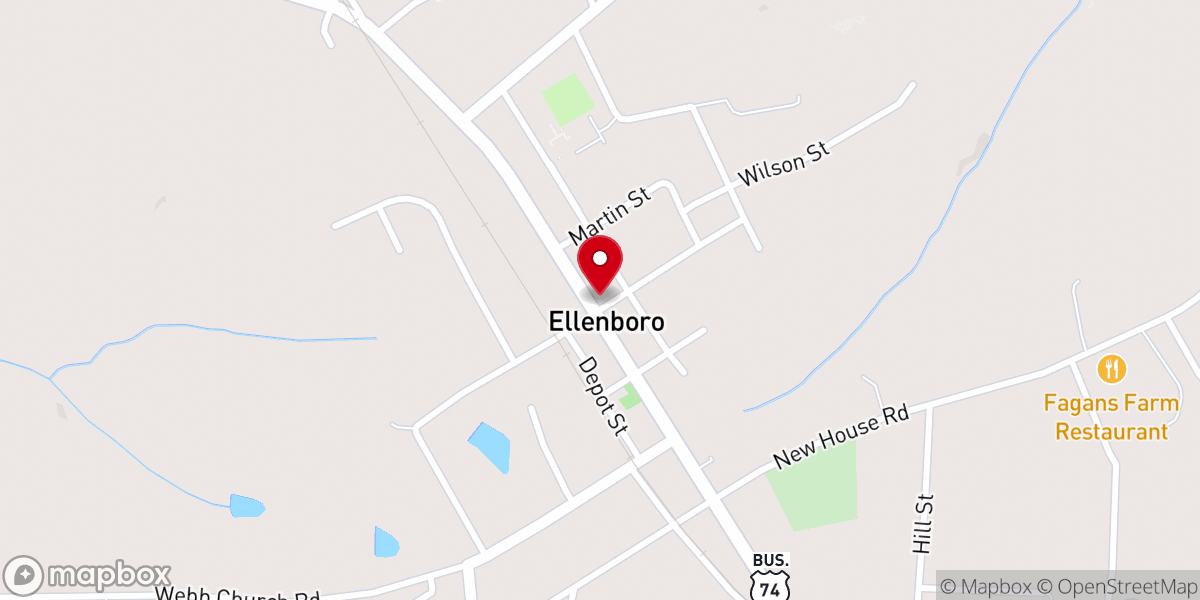 Map showing location of Ellenboro Women's Club House