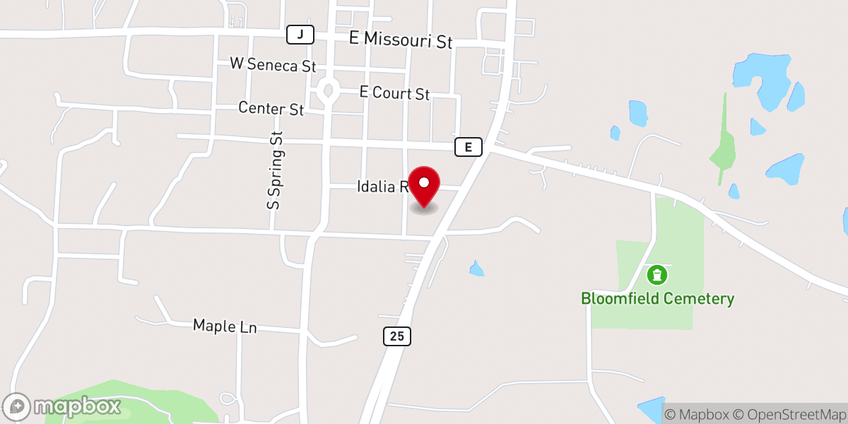Map showing location of Bloomfield church of Christ