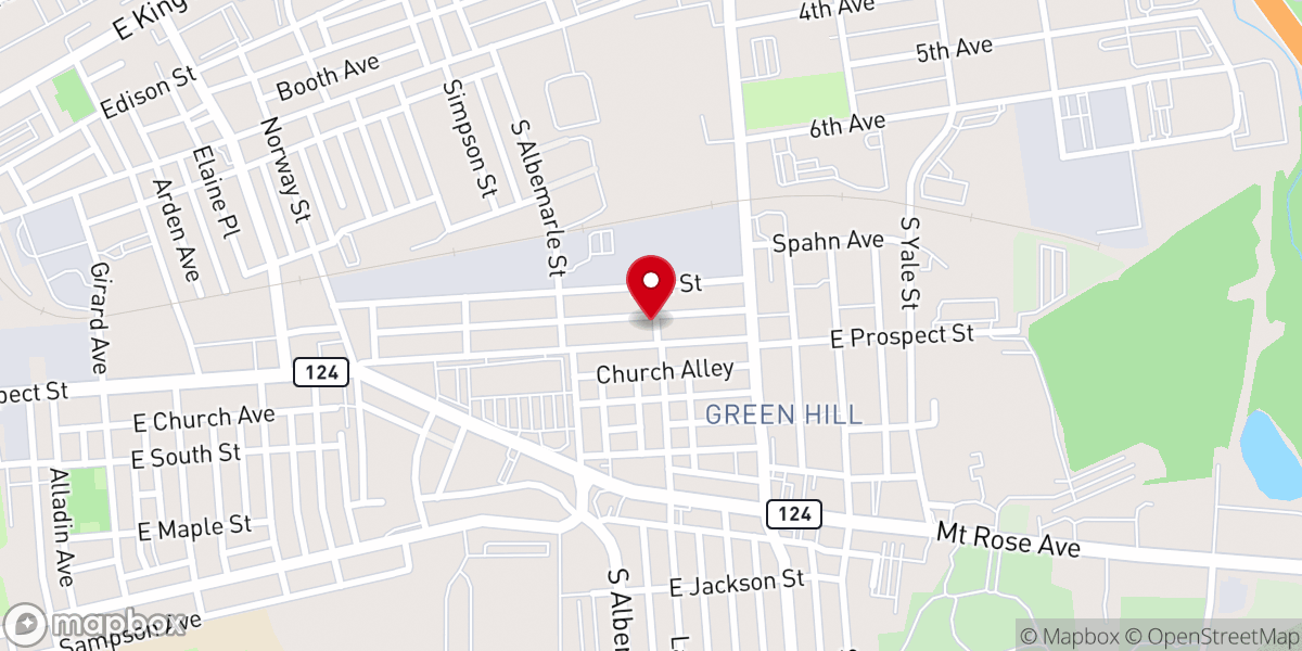 Map showing location of Mt Moriah Baptist Church