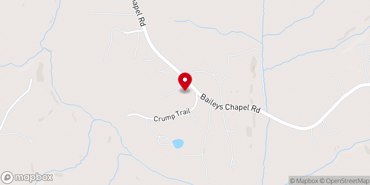Map showing location of Bailey's Chapel United Methodist Church