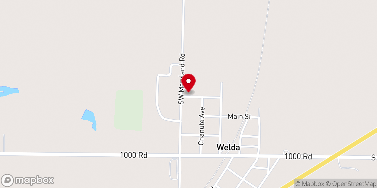Map showing location of Welda Methodist Church
