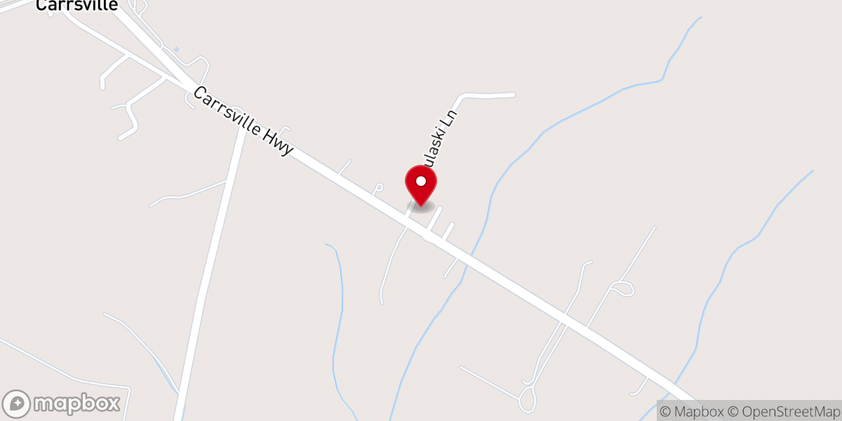 Map showing location of Pulaski Baptist Church
