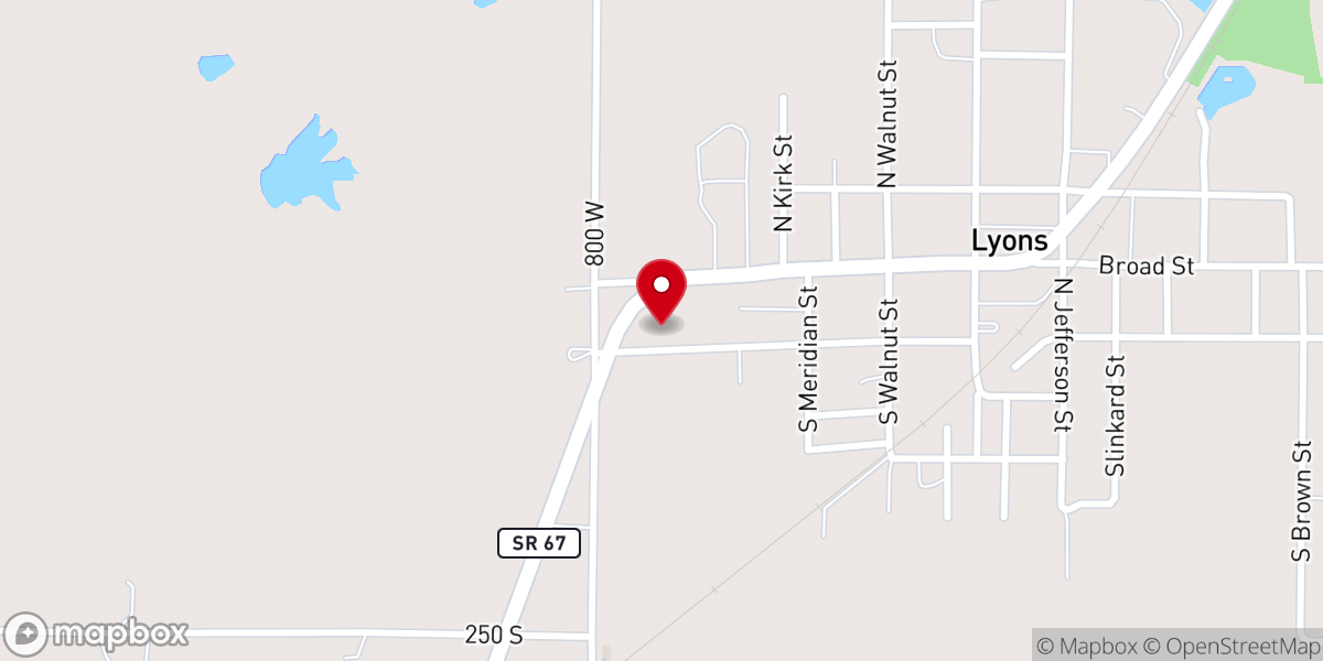 Map showing location of Assembly of God Church