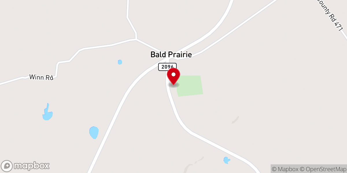 Map showing location of Bald Prairie Church of Christ
