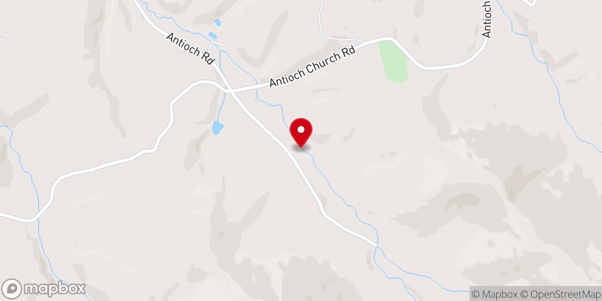Map showing location of Antioch primitive baptist church and cemetary