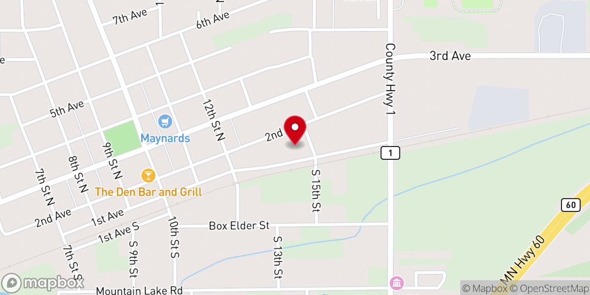 Map showing location of Trinity Evangelical Lutheran Church