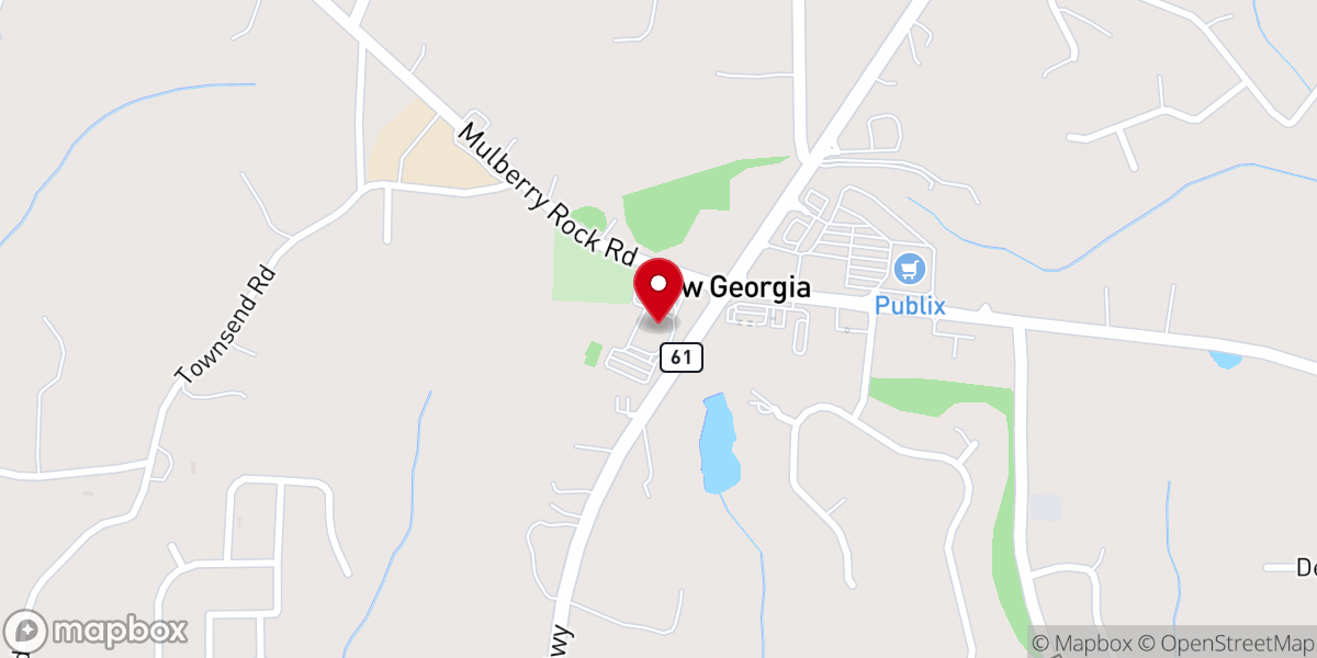 Map showing location of New Georgia Baptist Church