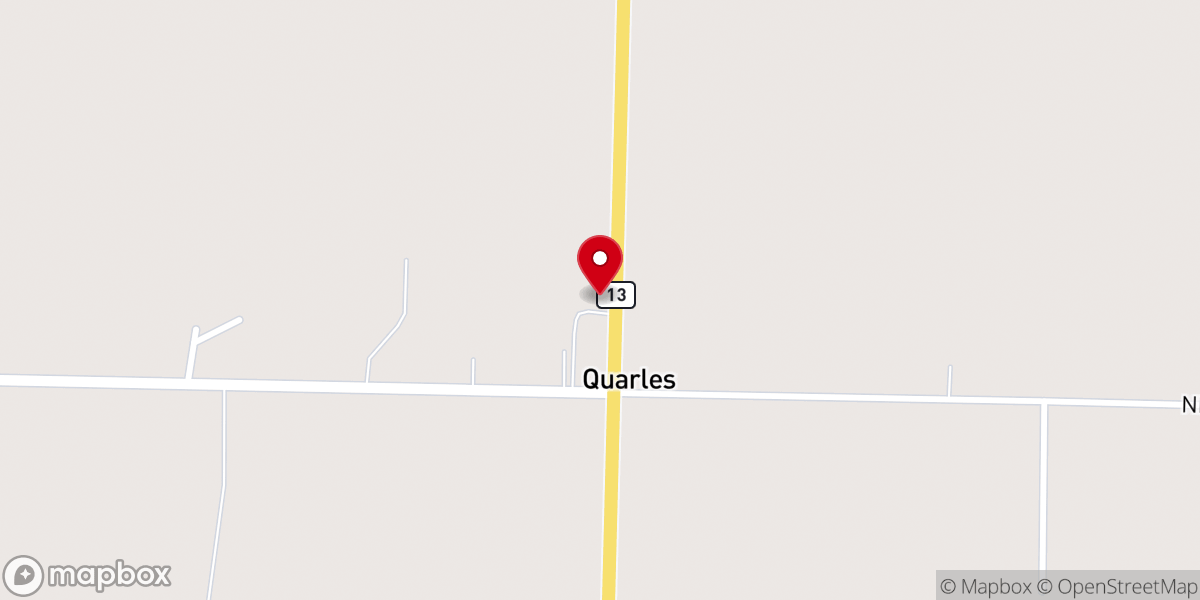 Map showing location of Quarles Baptist Church