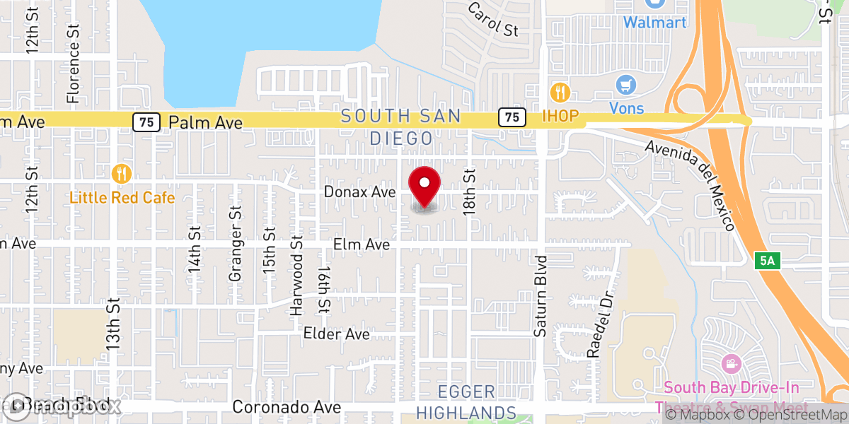 Map showing location of Community Church San Diego