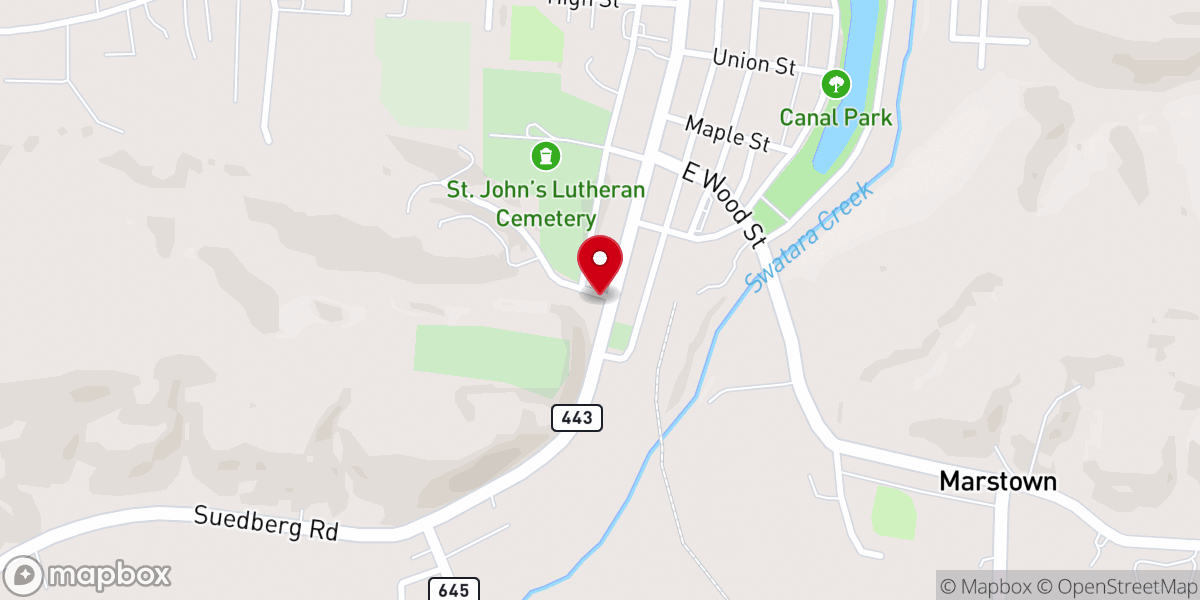 Map showing location of St Peter's Evangelical Lutheran Church
