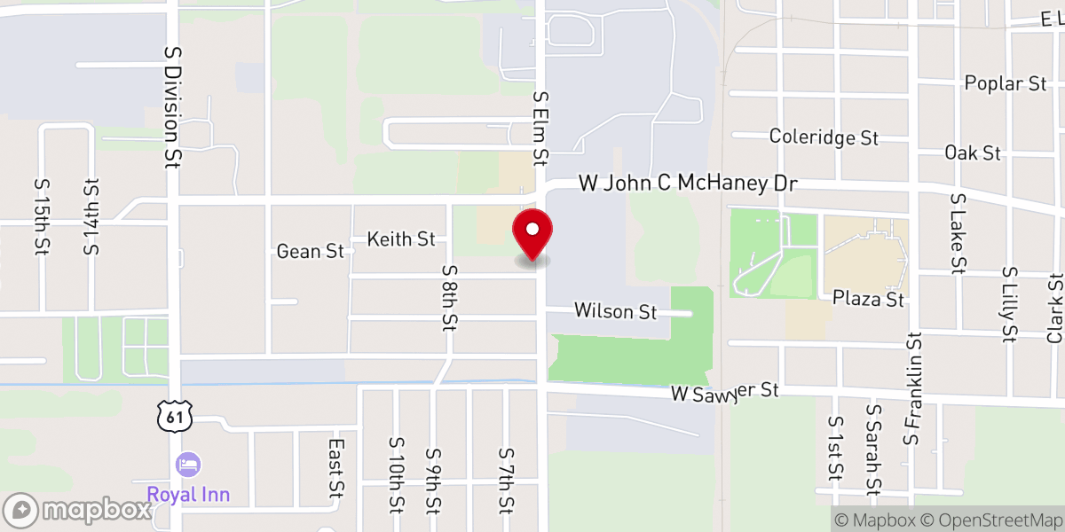Map showing location of Sims Family Store