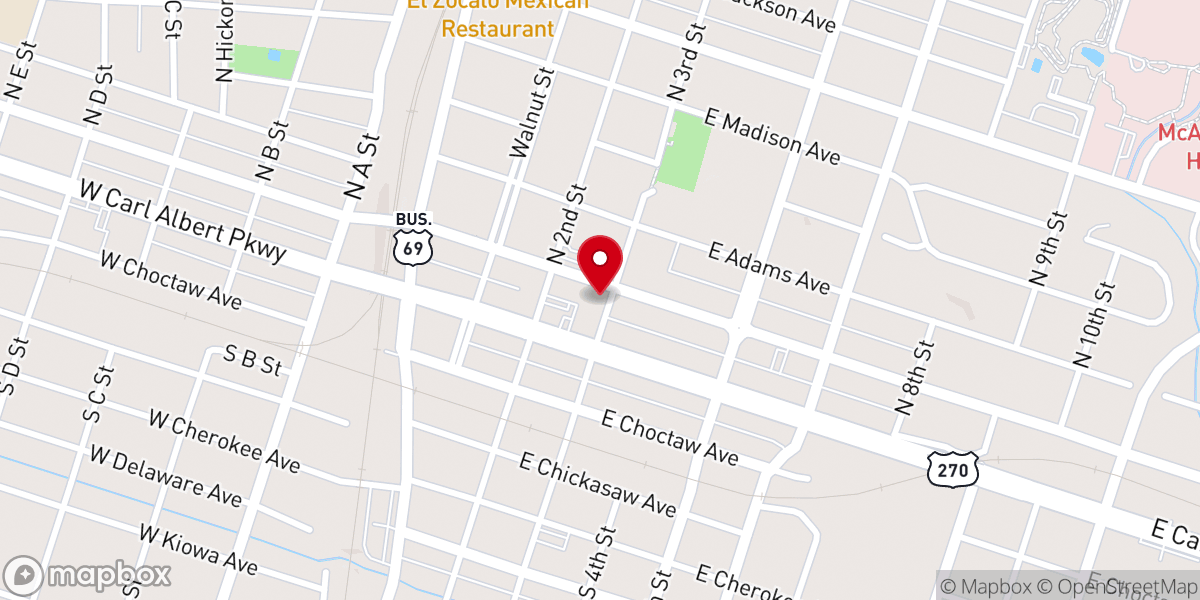 Map showing location of First Presbyterian Church
