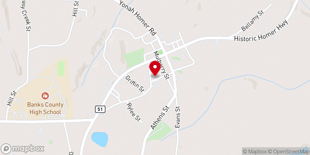 Map showing location of Homer Methodist Church