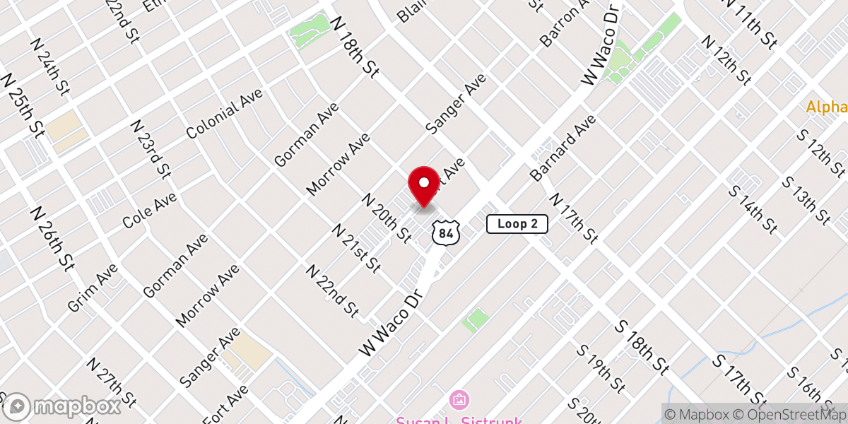 Map showing location of Antioch Waco