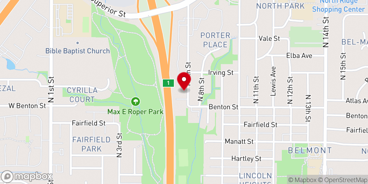 Map showing location of House of Prayer Christian Church