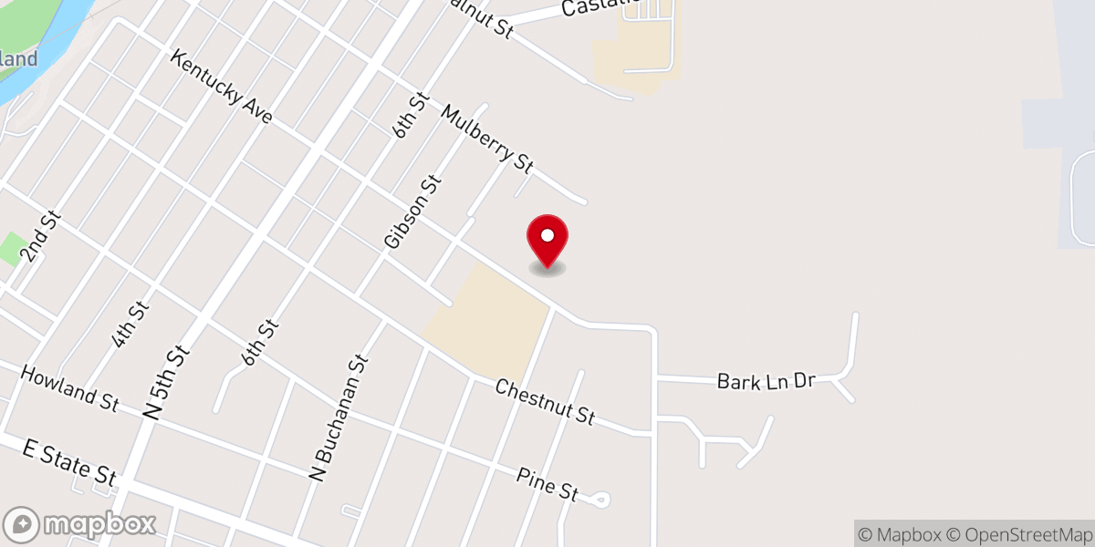Map showing location of East Side Presbyterian Church