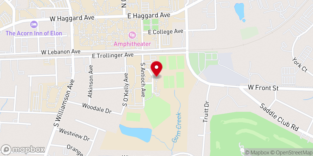 Map showing location of Elon University Labyrinth