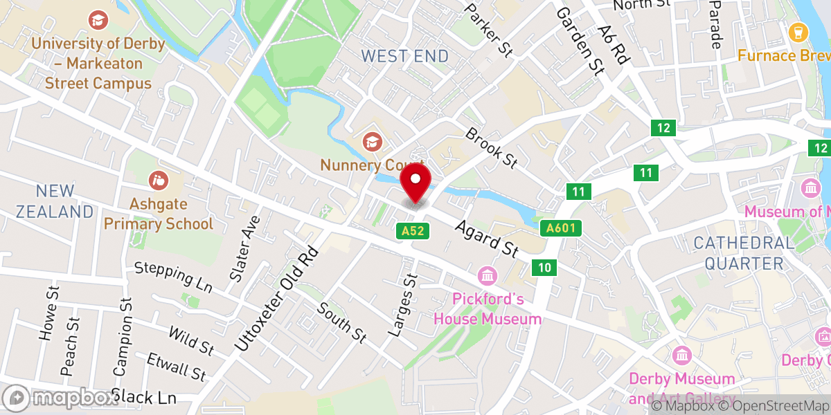 Map showing location of St John the Evangelist Church, Derby