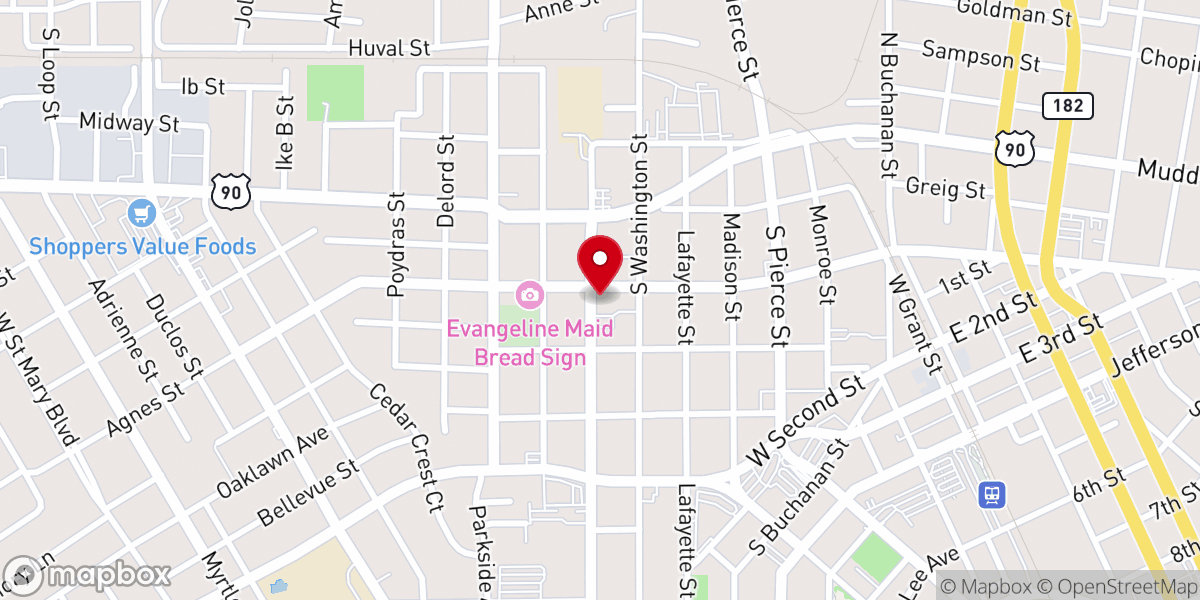 Map showing location of Catholic Charities of Acadiana
