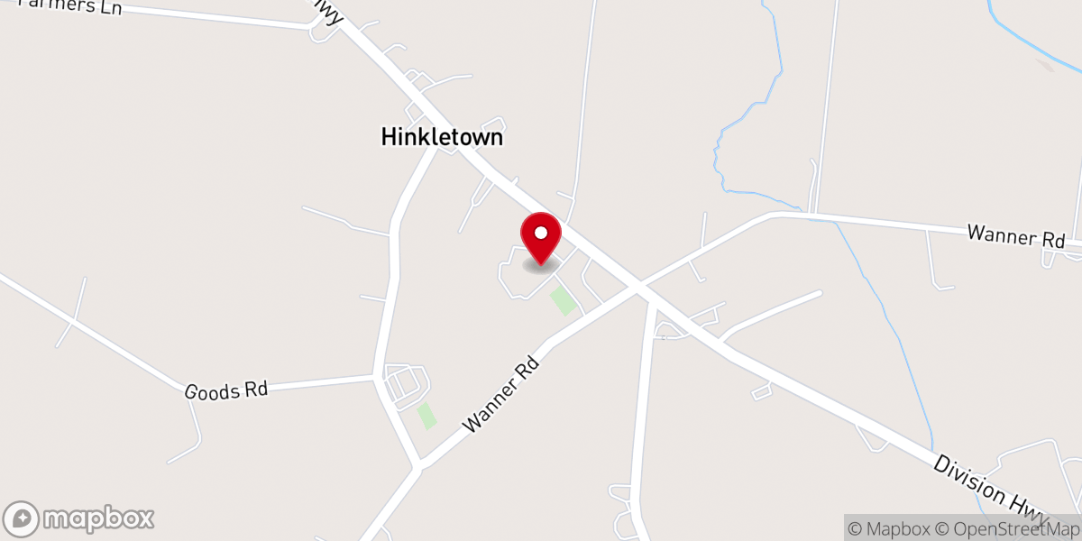 Map showing location of Hinkletown Mennonite Church