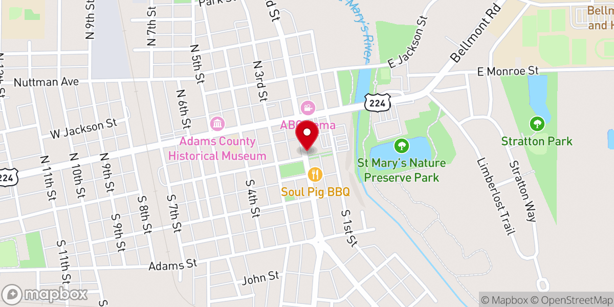 Map showing location of Adams County Community Foundation