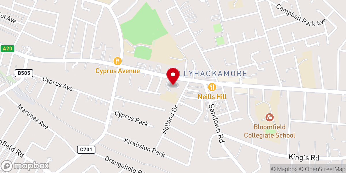 Map showing location of St Colmcille's Church