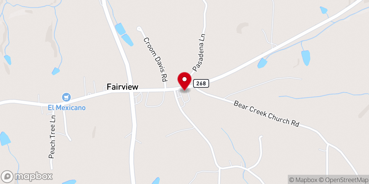 Map showing location of Fairview Baptist Church